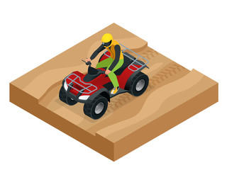 ATV rider in the action. Quad bike ATV isometric vector illustration. Motocross bike icon. © Golden Sikorka