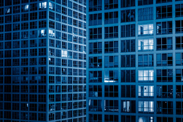 Obraz premium detail shoot of Modern Buildings at night.