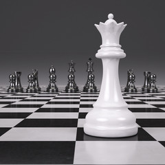 3d rendering chessmen on glossy chessboard