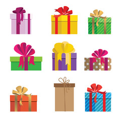 Collection of gift boxes with bows