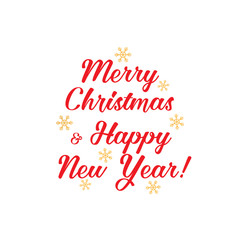 "Merry Christmas and Happy New Year" in red letters, and gold sn