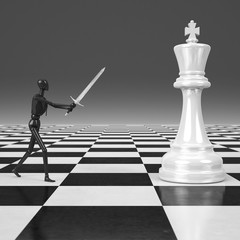3d rendering Businessman fighting, playing chess