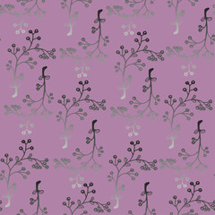 Seamless pattern with successive branches and flowers