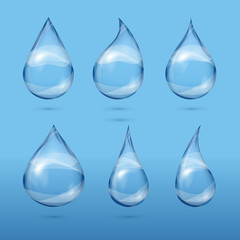 Set of realistic transparent water drops