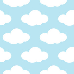Light blue sky with white clouds seamless background