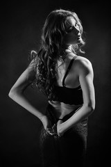 Fototapeta premium woman in lingerie undressing
