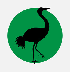 Japanese Crane Bird Silhouette Vector