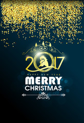 Happy new year 2017 with gold background
