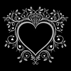 Heart frame. Vintage floral caligraphy ornaments. Vector illustration.