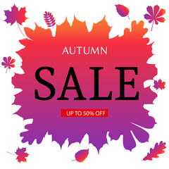 seasonal autumn sales background with colored leafs