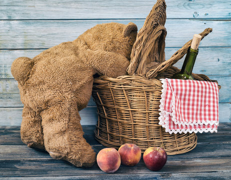 Teddy bear on sale with basket