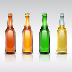 Beer glass bottle vector set isolated on white
