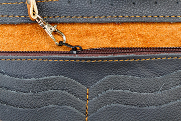 Zip of leather wallet