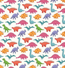 Cute dinosaurs seamless vector pattern