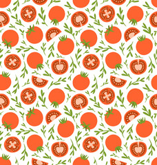 Red tomatoes seamless pattern