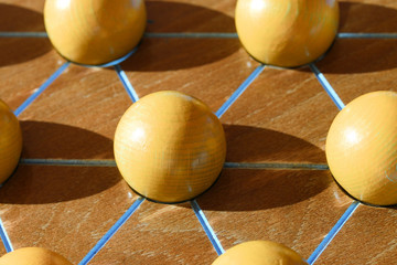 Detail eines Brettspieles aus Holz