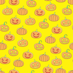 Seamless Halloween pattern pumpkins