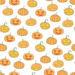 Seamless Halloween pattern pumpkins
