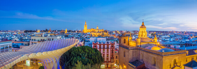 Facing Seville from above