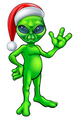 Christmas Alien in Santa Hat