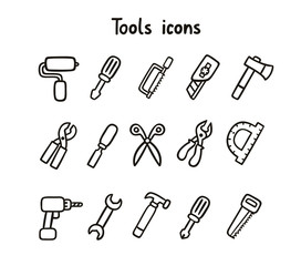 Tools icons set of 15 items