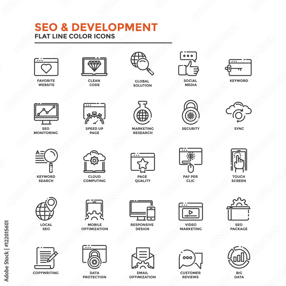 Canvas Prints flat line color icons- seo