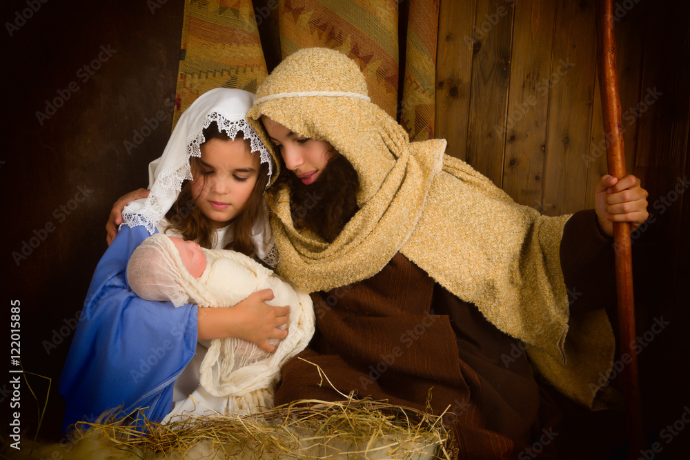 Wall mural Christmas night nativity