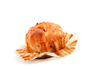 chip muffins isolated on white, selective focus