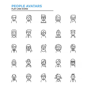 Flat Line Color Icons- People avatars