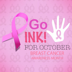 Pink ribbon breast cancer awareness symbol icon vector illustrat