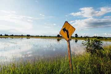 Turn left traffic sign