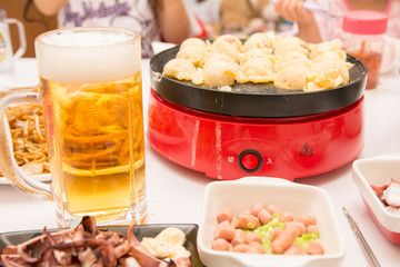 生ビールとタコパ