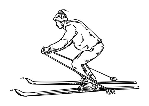 vector - isolated on background - old ski