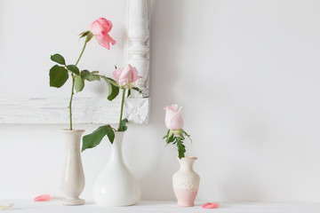 flowers in a vase on white background