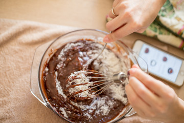 Obraz na płótnie Canvas Cooking and baking cake brownie