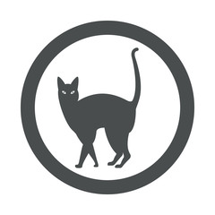Icono plano gato andando en circulo color gris