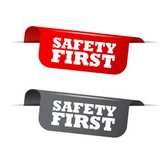 safety first, red banner safety firt, vector element safety first