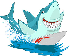 Obraz premium White shark surfer