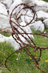 Barber wire left from WWI in the dolomites