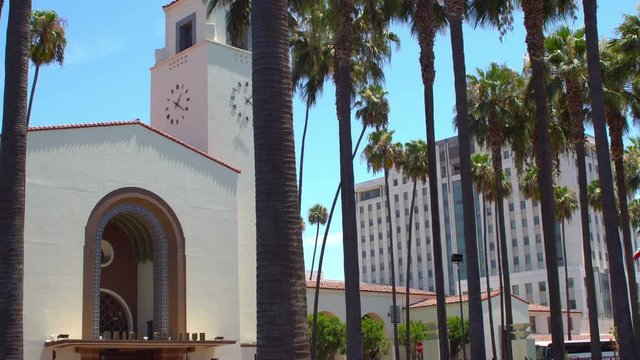 Los Angeles Union Station on a sunny summer day, no people 