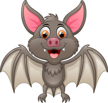 Happy vampire bat cartoon character