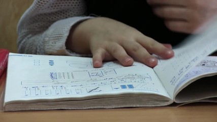 Little Girl Reading A Book In School