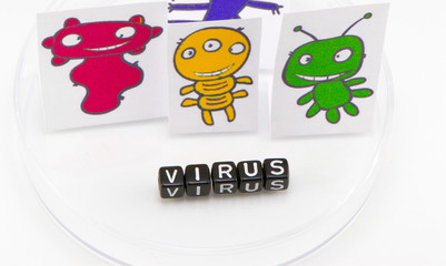 The viruses in the form of the concept on a white background