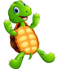 Cute green waving turtle
