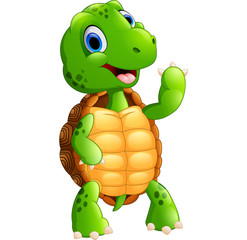 Fototapeta premium Cute green waving turtle 