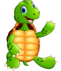 Obraz premium Cute green waving turtle 