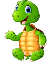 Obraz premium Kreskówka ładny żółw siedzi