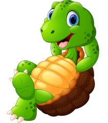 Fototapeta premium Cute turtle cartoon posing