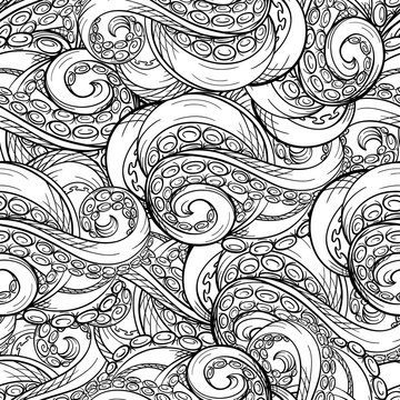 Vector tentacles seamless pattern