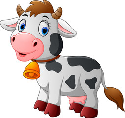 Cute baby cow cartoon standing